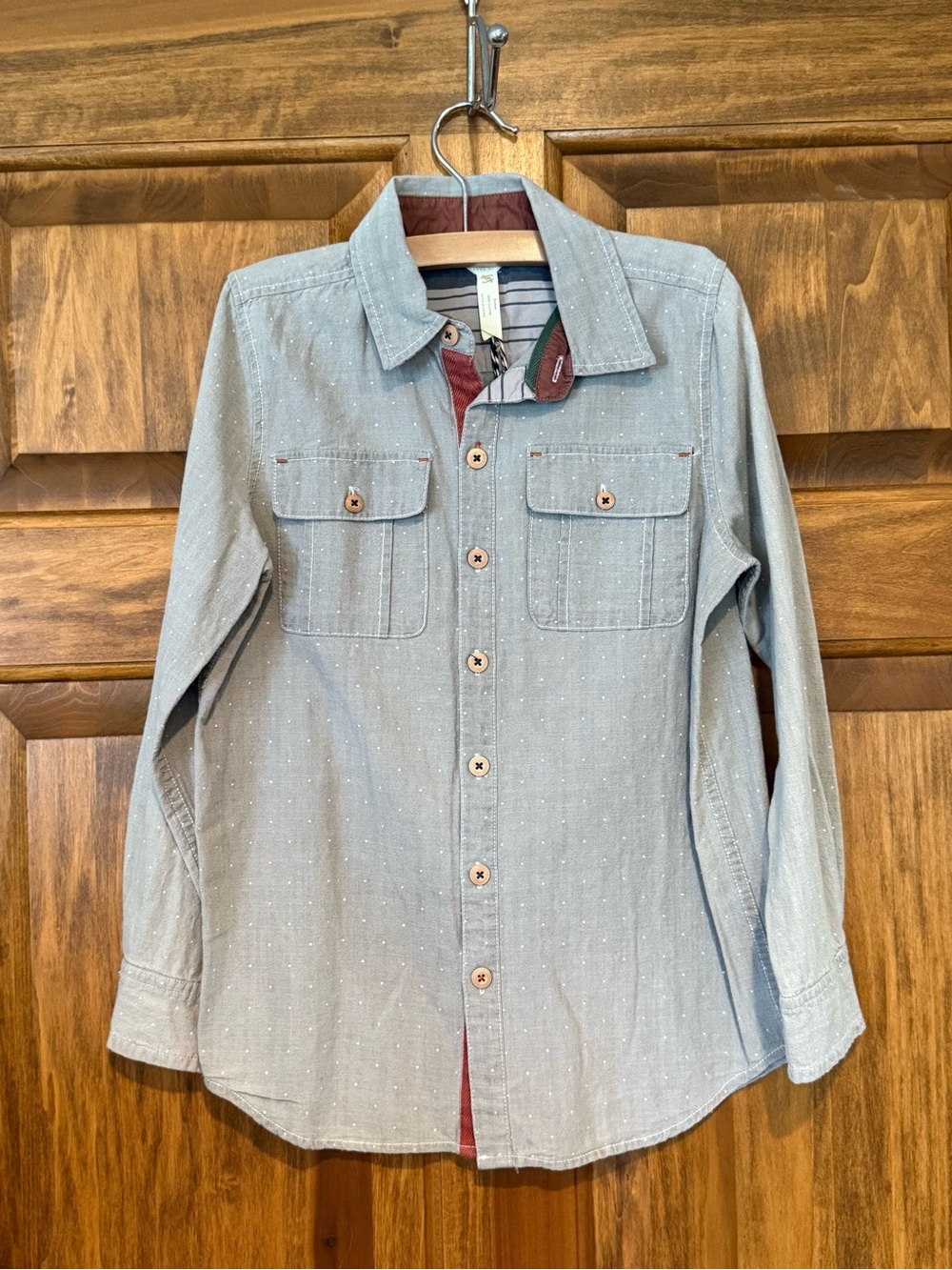 Matilda Jane & Joanna Gaines Boy’s Light Grey Dot-Pattern Button-Up Shirt